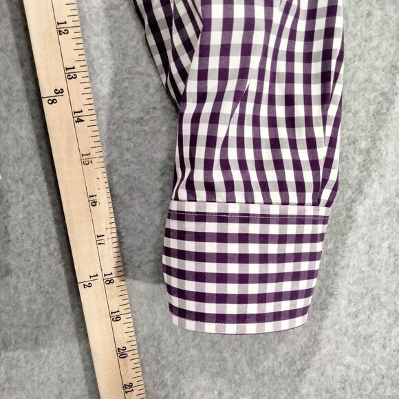 J Crew 80's 2-Ply Shirt Mens M 15 - 15.5 Purple Check Haberdashery Button Down - Picture 5 of 12